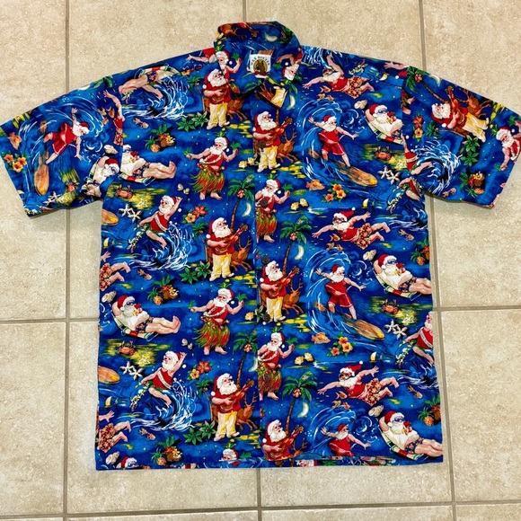 Hawaiian Ukulele Santa Claus Shirt - Picture 1 of 12